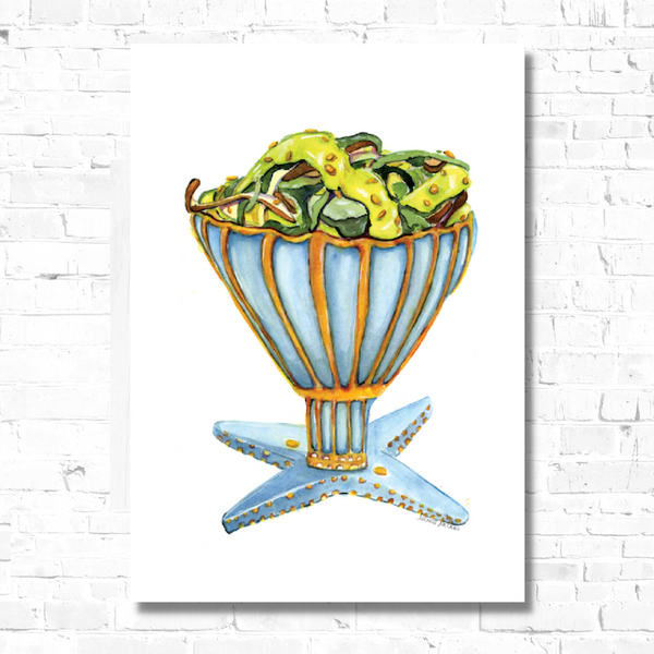 Watercolor, food illustration, seaweed illustration, starfish bowl illustration, watercolor art, art print, editorial illustration, art licensing, food illustrator for hire, hire an illustrator, Boston watercolor artist, Woburn illustrator, book cover Design.