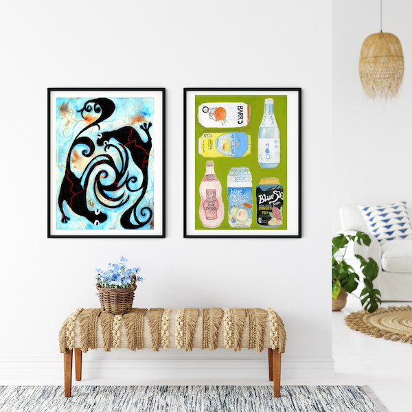 Gecko - Timeless Haitian Anole Ourobouros Symbolic Art Watercolor Art Print