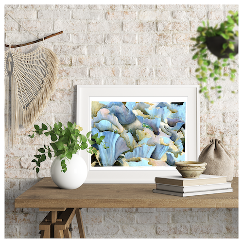 Blue Mushroom Watercolor Art Print