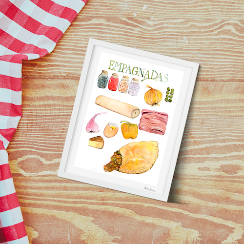 Empanada - Colorful Watercolor Kitchen Art Print