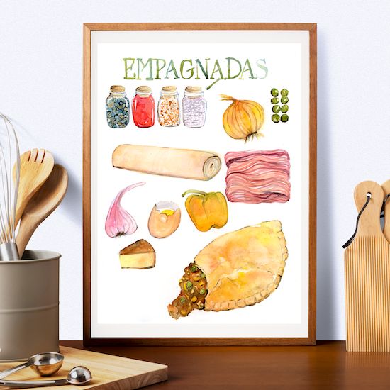 Empanada - Colorful Watercolor Kitchen Art Print