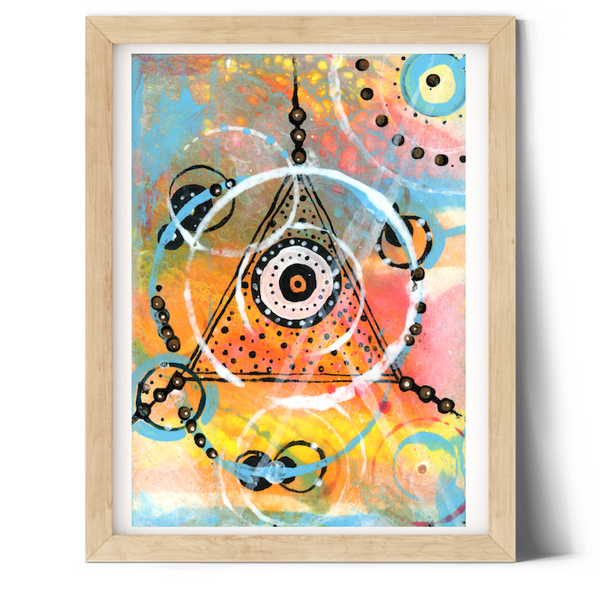 Third Eye - 4 3/4” X 6 11/16" - Atmospheric Abstract Pour Painting Original Art