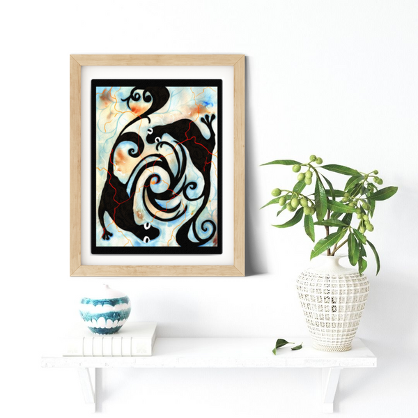 wall art, watercolor painting, expressive art, home decor,  expressive artwork, travel art, home decor gift, visual art, fine art, timeless, dreamscapes, serenity, atmospheric, ethereal, gifts for travel lovers, atmospheric painting, expressive artwork, travel lover, pacific home decor, gouache paintings, tribal art, gifts for him, ourouboros, petroglyphs, reptile art, pictographs, anole, graphic art.