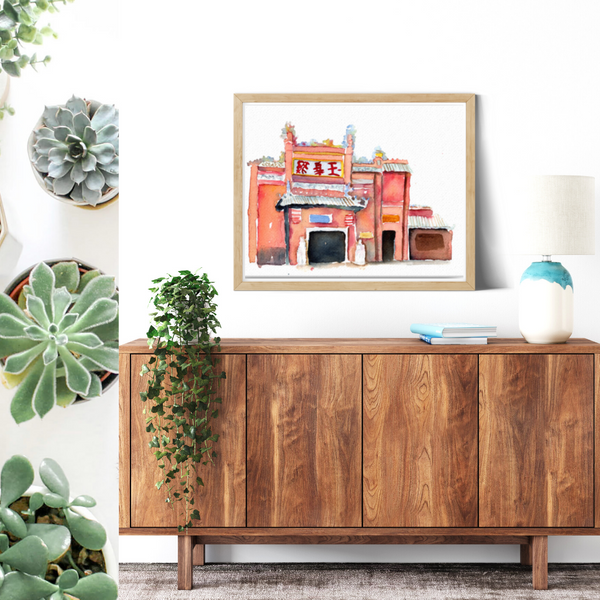 wall art, giclee prints, watercolor painting, historical landmarks, home decor, stylized, travel art, home decor gift, visual art, fine art, timeless, pink fine art, atmospheric, ethereal, gifts for travel lovers, atmospheric painting, expressive artwork, travel lover, slow travel experience, coral colored painting, semi realistic art, painterly, bedroom wall decor, graphic illustration, Vietnam, architectural watercolor painting, art travel, serenity, watercolor illustration, slow travel-inspired art.