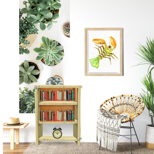 wall art, giclee prints, watercolor painting, crustacean, home decor, stylized, travel art, home decor gift, visual art, fine art, timeless, pink fine art, atmospheric, ethereal, gifts for travel lovers, atmospheric painting, expressive artwork, travel lover, lobster painting, painted illustrations, semi realistic art, painterly, bedroom wall decor, graphic illustration, Vietnam, beach and coastal wall decor, art travel, serenity, watercolor illustration, slow travel-inspired art, lobster illustration.