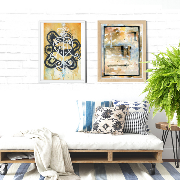 wall art, watercolor painting, tribal art, unique housewarming gift ideas, unique valentines gifts for him, gifts for him, gifts for men, gifts for boyfriend, fun gifts for travelers, wall art decor, symbolic art, pictographs, symbolism painting, Erzulie, fertility symbols, Taino, valentines day presents for men, graphic art, graphic illustration, abstract art, stylized, sun god symbol, home decor gift, visual art, fine art, timeless, gifts for travel lovers, travel lover, symbolism in visual art