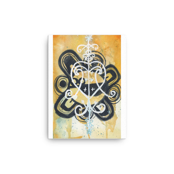 12 by 16 inches Veve  ethereal, abstract fine art print watercolor wall art  Rich with timeless meaning.  Reminiscent of ancient petroglyphs. Great for positive spiritual practice. Strong archetypal symbolic painting.  Tribal art  thoughtful gift for men. Gifts for travel lovers. Atmospheric. Bright visual art against a white wall.  Timeless, archival print of original watercolor painting of illustrator and artist Patricia Jacques.