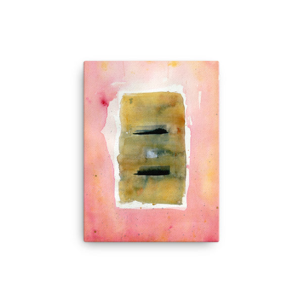 A colorful, watercolor coral abstract giclee art print inspired from slow travel through the streets of Antigua, Guatemala. Washes of pinks, oranges and ocher suffuse this bright wall art decor.