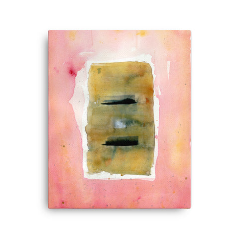A colorful, watercolor coral abstract giclee art print inspired from slow travel through the streets of Antigua, Guatemala. Washes of pinks, oranges and ocher suffuse this bright wall art decor.