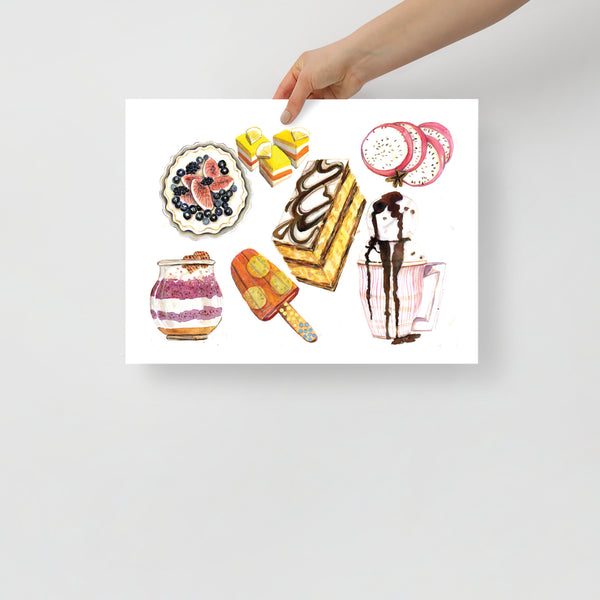 Dessert 4 Breakfast  - Dessert Illustration Kitchen Art Print