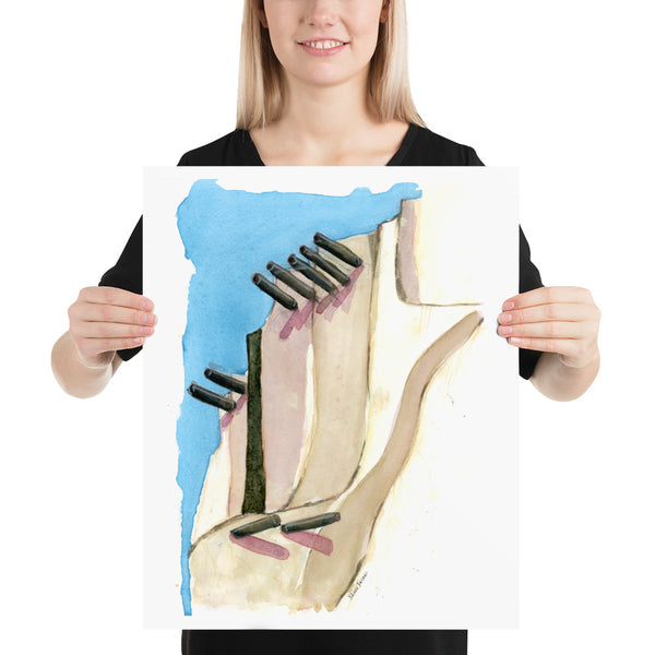 Surface designer, wall art, travel illustrator, graphic art, visual art, fine art, painted illustrations, home decor, art licensing, watercolor paintings, atmospheric, abstract watercolor painting, watercolor painting, living room wall decor, travel prints, Wanderlust travel, stone arches, sedona arizona, atmospheric landscape, places to visit in the world, graded wash watercolor, asymmetrical artwork.