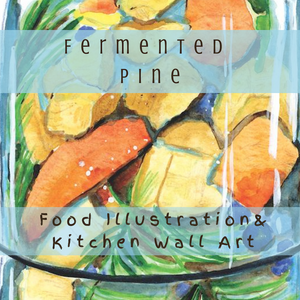 Bright Watercolor Fermented Pine Illustration for Kitchen Decor