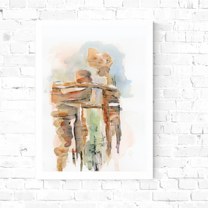 wall art, home decor, art licensing, atmospheric, abstract watercolor painting, Wanderlust travel, stone arches, sedona arizona, landscape art, travel wall art