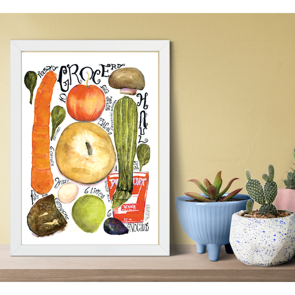 Watercolor, food illustration, bagel illustration, carrot illustration, bread illustration, watercolor art, art print, editorial illustration, art licensing, food illustrator for hire, hire an illustrator, book cover design.