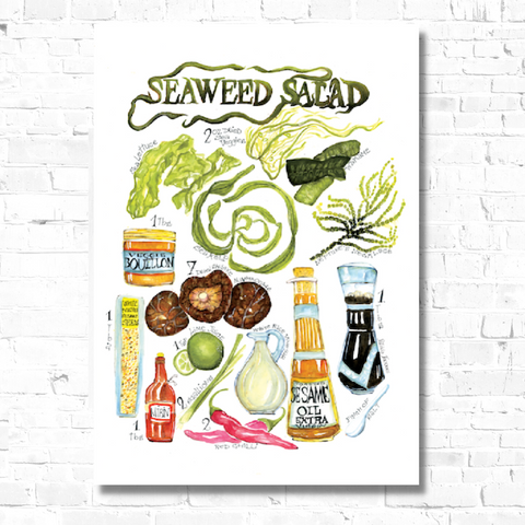 Watercolor, food illustration, seaweed illustration, mushroom illustration, soy sauce bottle illustration, sesame oil bottle illustration, Shitake mushroom illustration, bouillon illustration, pepper illustration, watercolor art, art print, editorial illustration, art licensing, food illustrator for hire, hire an illustrator, Boston watercolor artist, book cover Design