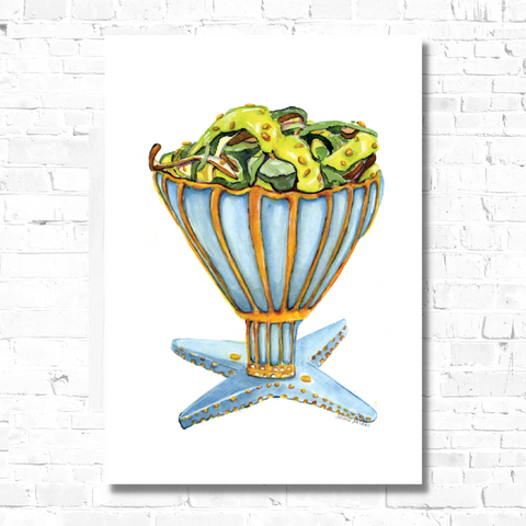 Watercolor, food illustration, seaweed illustration, starfish bowl illustration, watercolor art, art print, editorial illustration, art licensing, food illustrator for hire, hire an illustrator, Boston watercolor artist, Woburn illustrator, book cover Design.