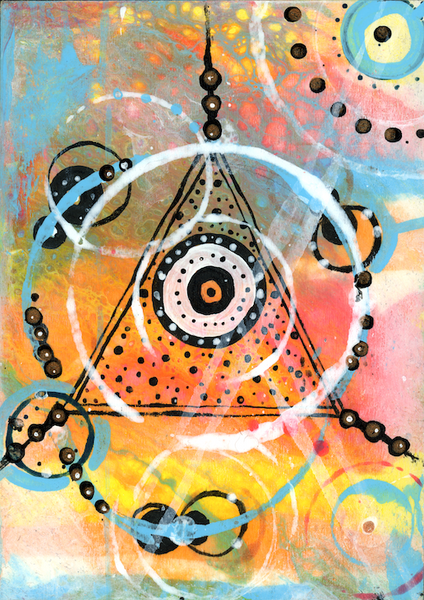 Third Eye - 4 3/4” X 6 11/16" - Atmospheric Abstract Pour Painting Original Art