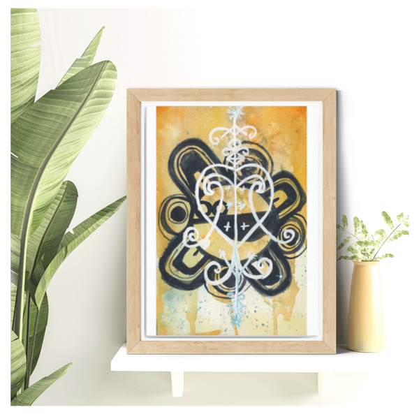 wall art, watercolor painting, tribal art, unique housewarming gift ideas, unique valentines gifts for him, gifts for him, gifts for men, gifts for boyfriend, fun gifts for travelers, wall art decor, symbolic art, pictographs, symbolism painting, Erzulie, fertility symbols, Taino, valentines day presents for men, graphic art, graphic illustration, abstract art, stylized, sun god symbol, home decor gift, visual art, fine art, timeless, gifts for travel lovers, travel lover, symbolism in visual art
